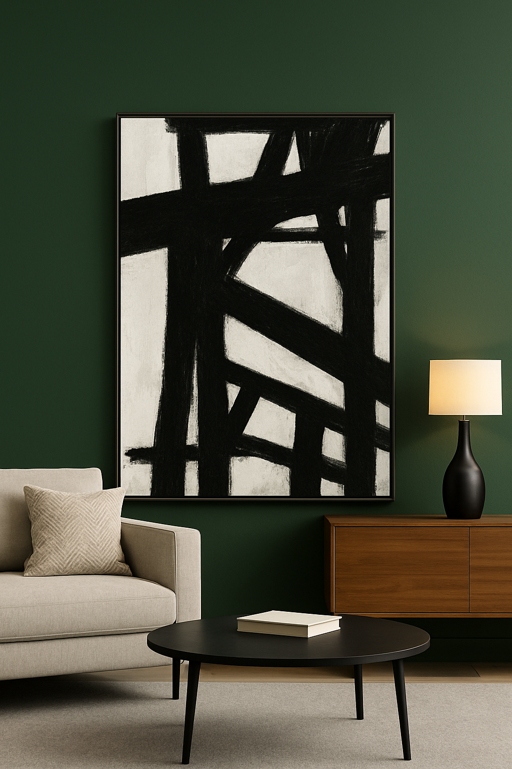 60x90 cm Siyah Beyaz Soyut Yağlı Boya Dokulu Tablo