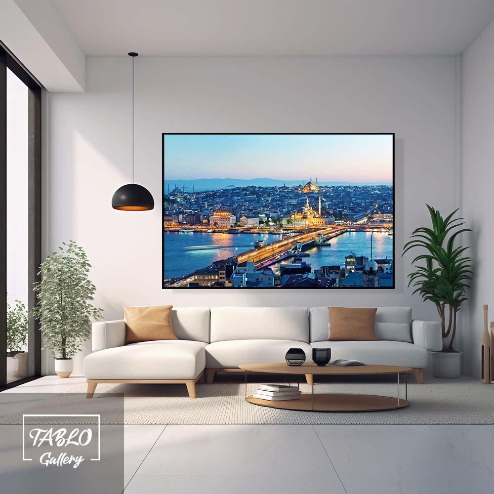 İstanbul Galata Köprüsü Şehir Manzarası Kanvas Tablo