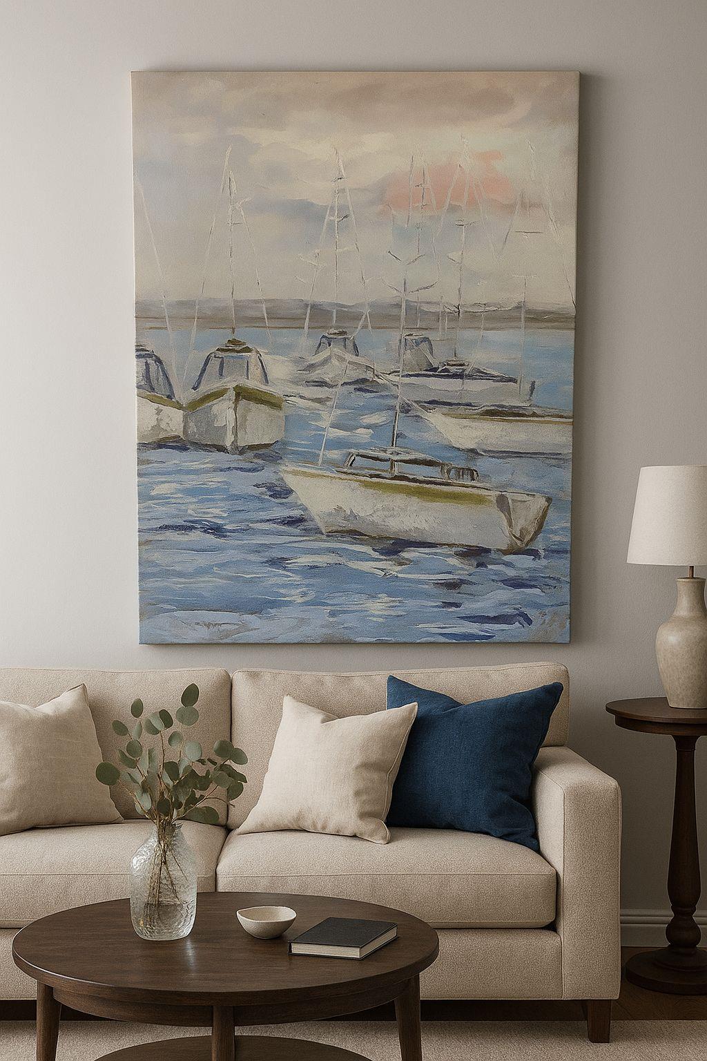 75x100 cm Deniz Manzarası Yağlı Boya Dokulu Tablo