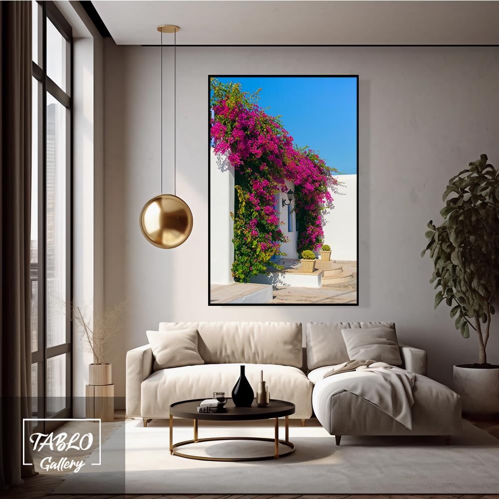 Bodrum Sokakları Begonviller Kanvas Tablo