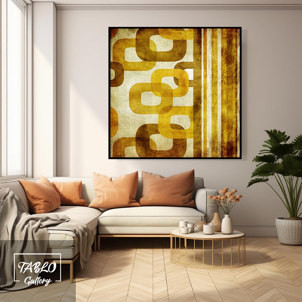 Sarı Geometrik Şekiller Kanvas Tablo