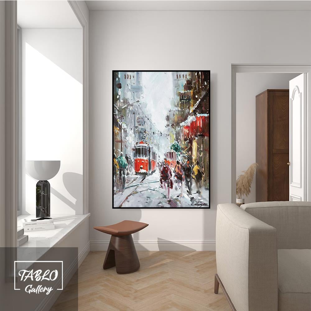 Taksim Caddesi Şehir Manzarası Kanvas Tablo