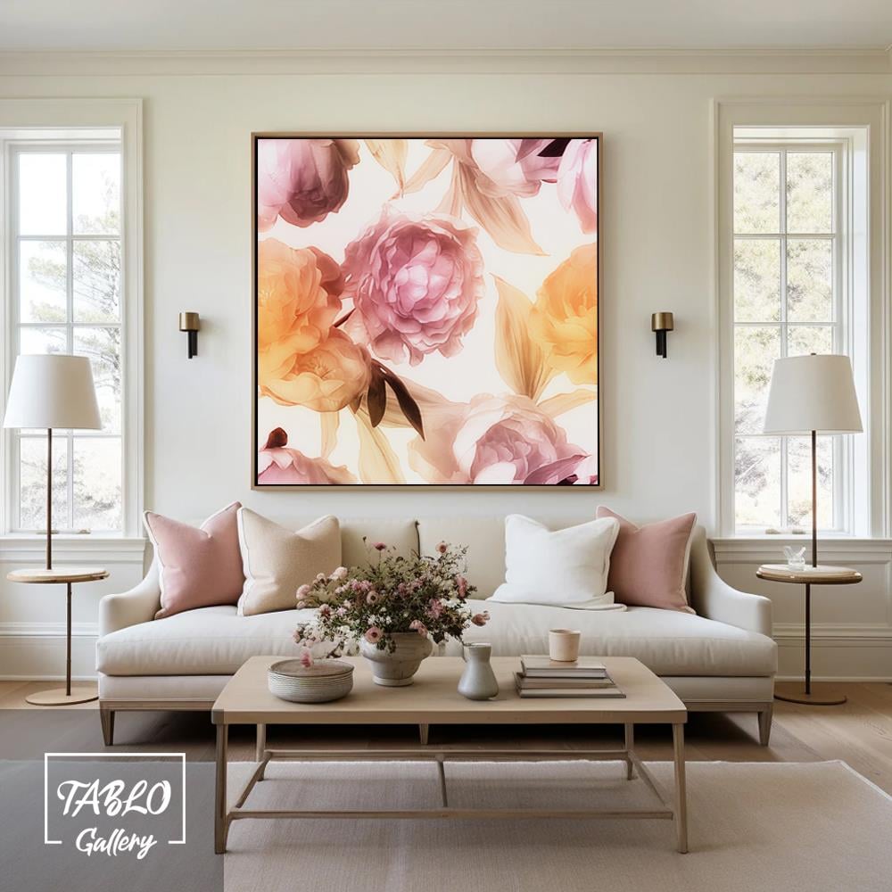 Turuncu ve Pembe Güller Kanvas Tablo