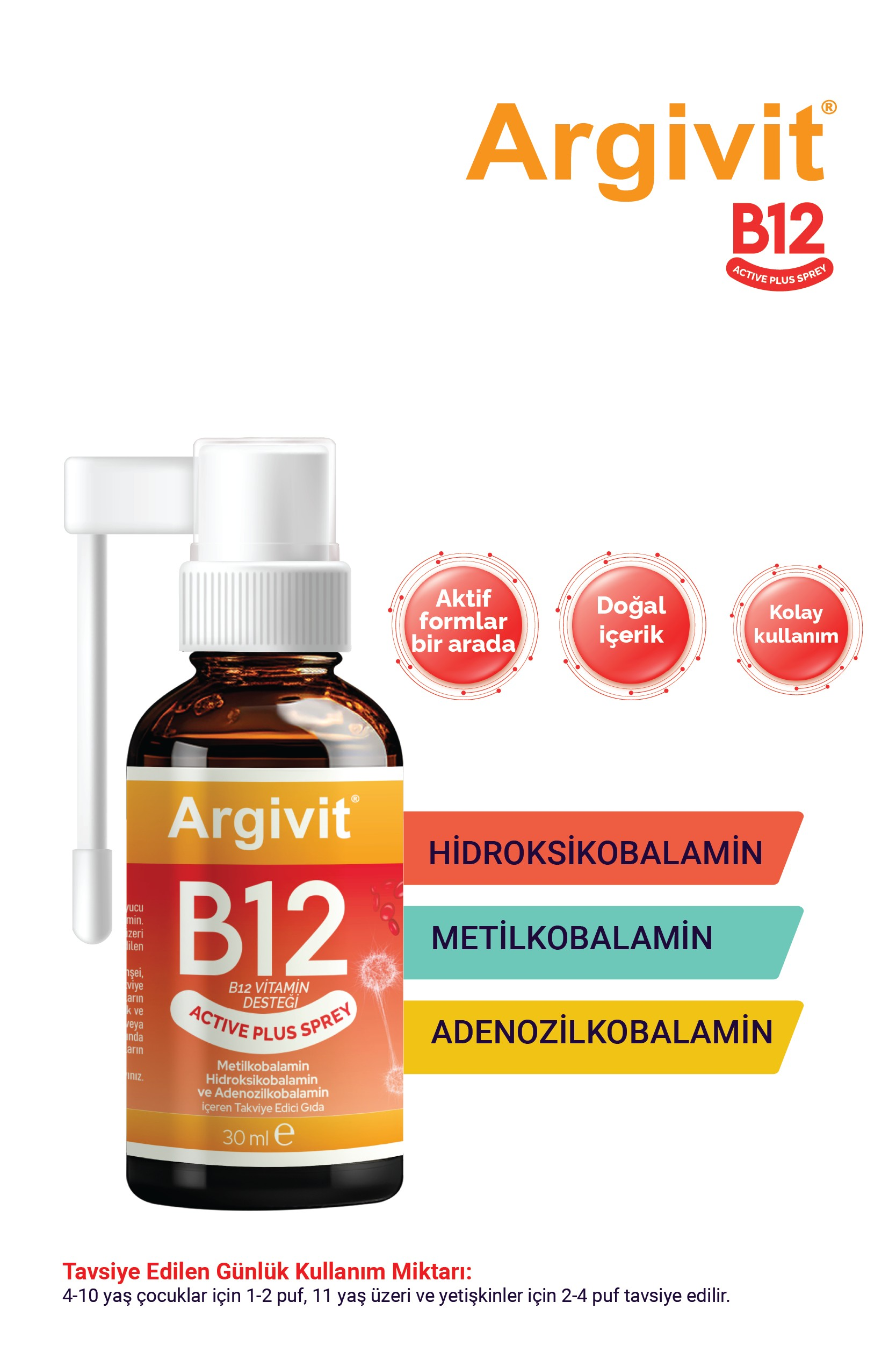 Argivit B12 Active Plus Spray 3-pack