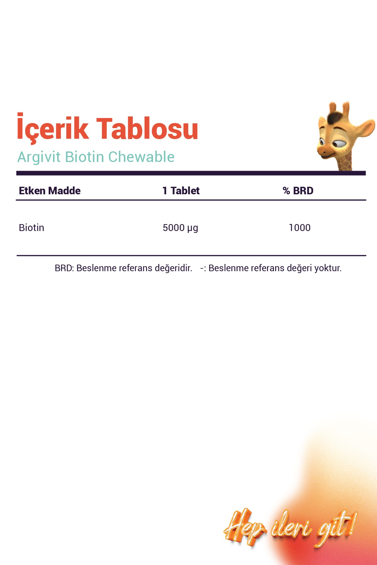 Argivit Biotin Chewable (B7 Vtitamini) İçeren Takviye Edici Gıda 60 Çiğneme Tableti