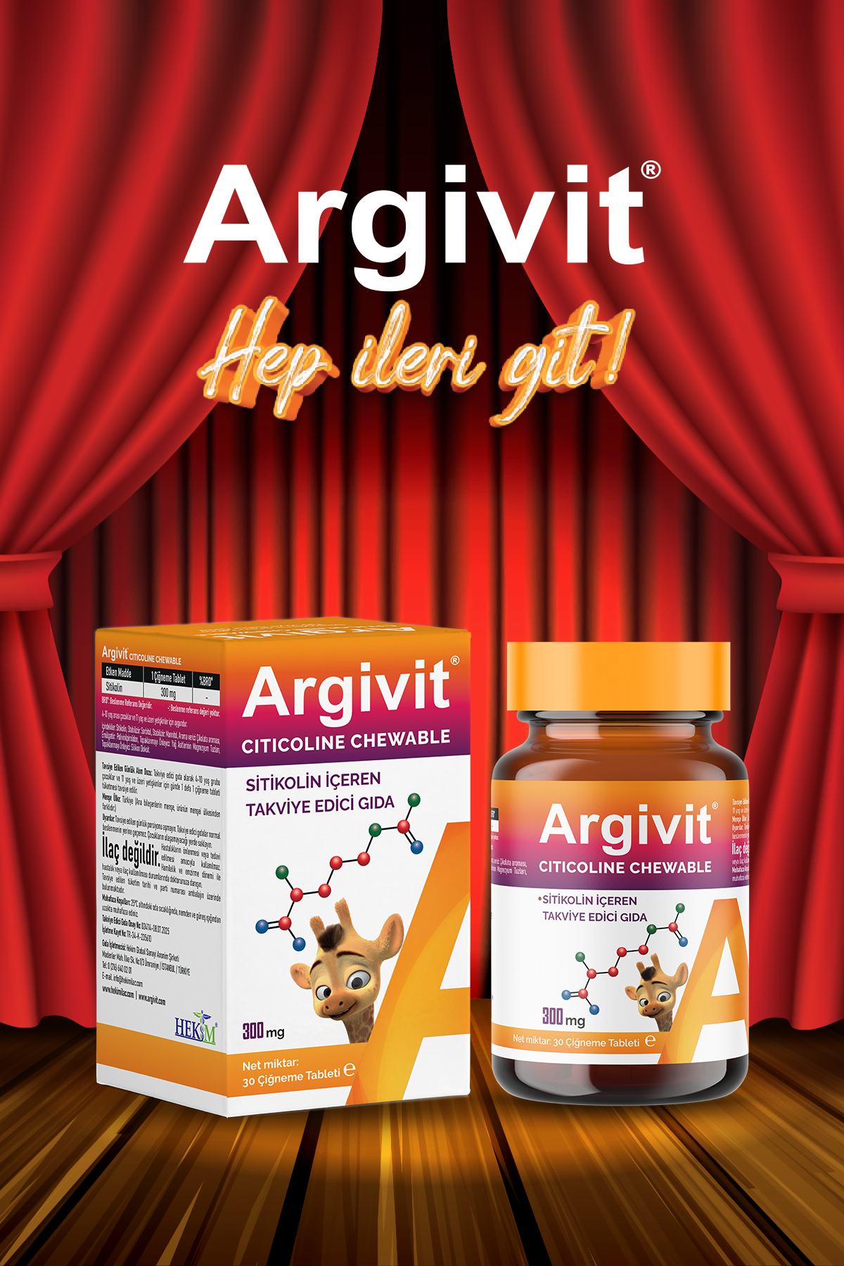 Argivit Citicoline Chewable Sitikolin İçeren Takviye Edici Gıda 30 Tablet