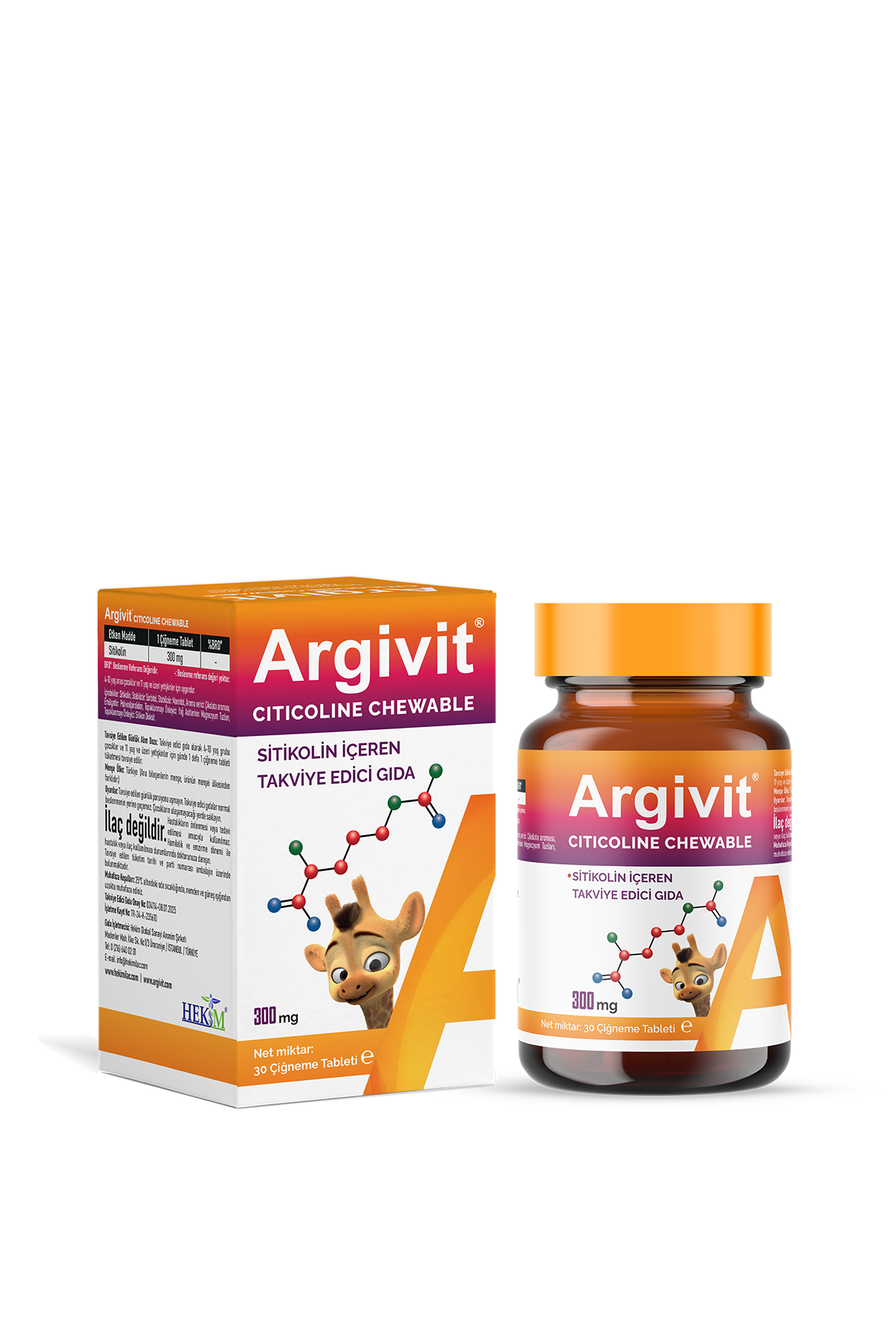 Argivit Citicoline Chewable Sitikolin İçeren Takviye Edici Gıda 30 Tablet