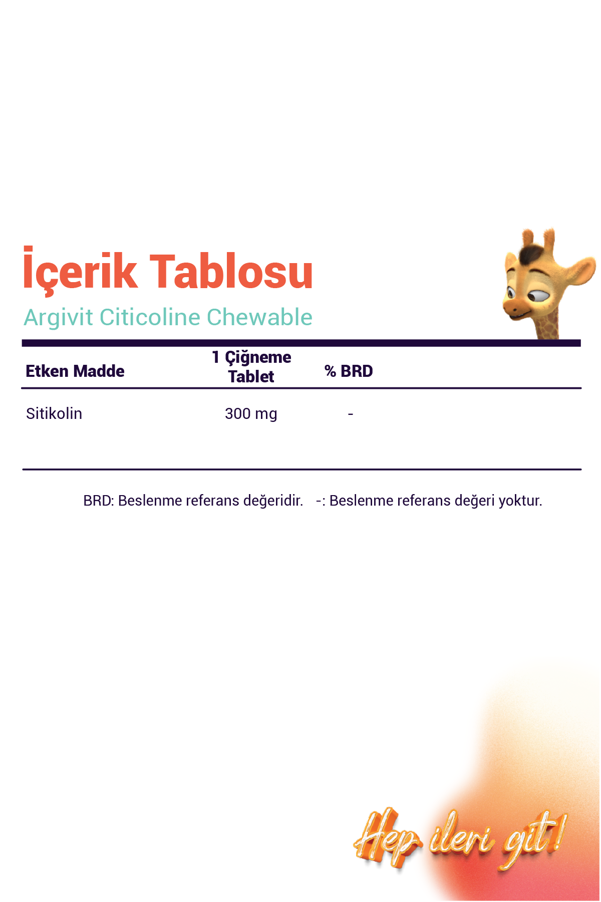 Argivit Citicoline Chewable Sitikolin İçeren Takviye Edici Gıda 30 Tablet