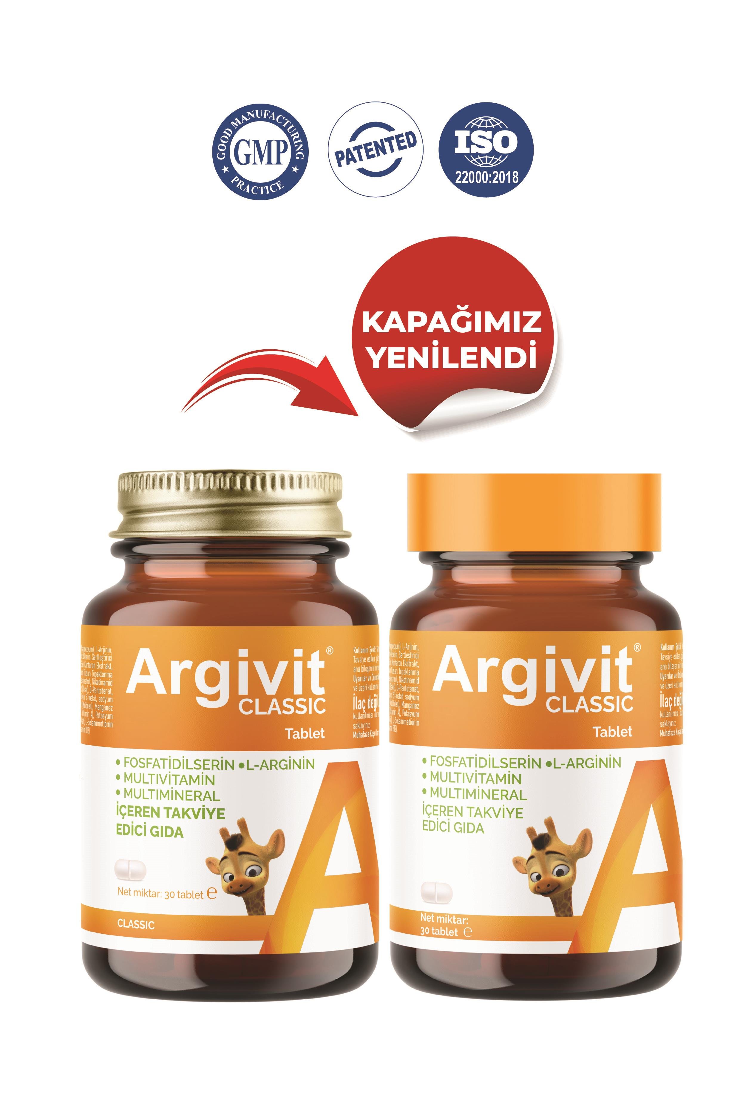 Argivit Classic Fosfotidilserin, L-Arjinin, Multivitamin ve Multimineral İçeren Tablet 30 Tablet