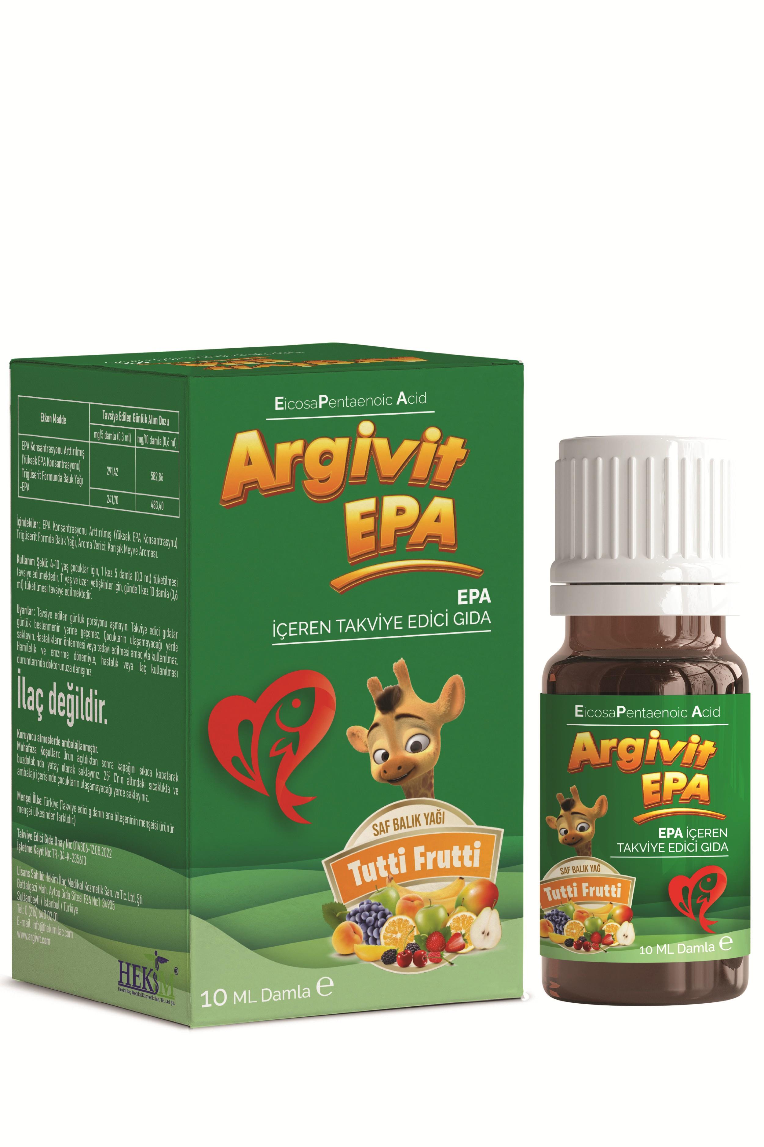 Argivit EPA İçeren Damla Balık Yağı 10 ml - Tutti Frutti Aromalı