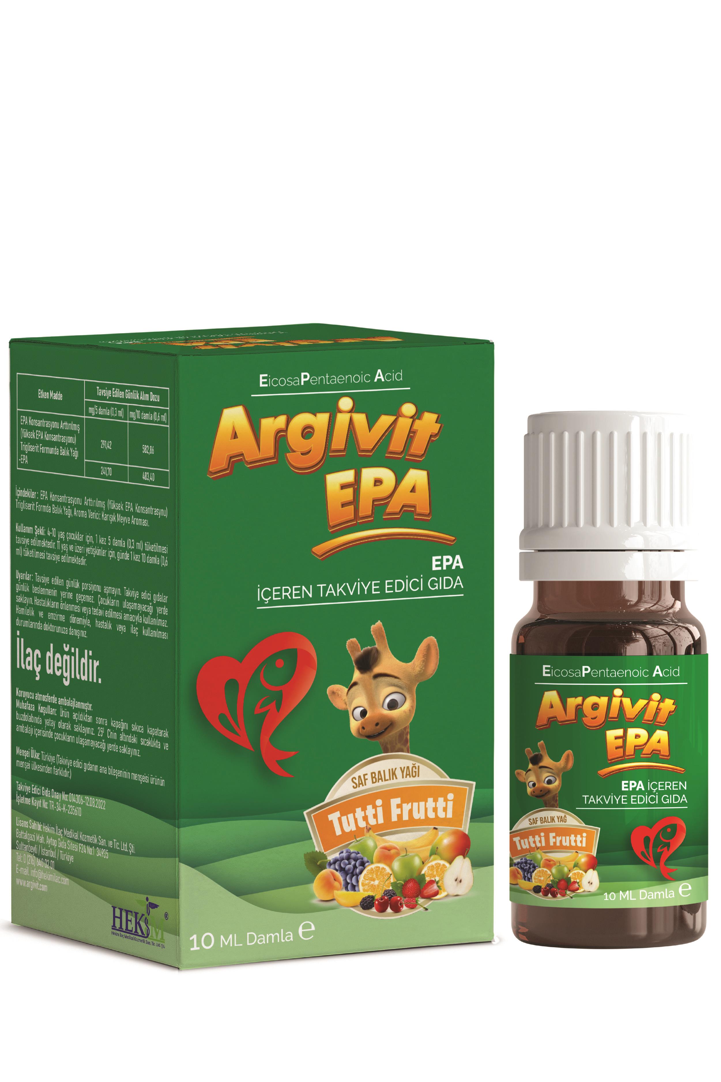 Argivit EPA İçeren Damla Balık Yağı 10 ml 3’lü Paket - Tutti Frutti Aromalı