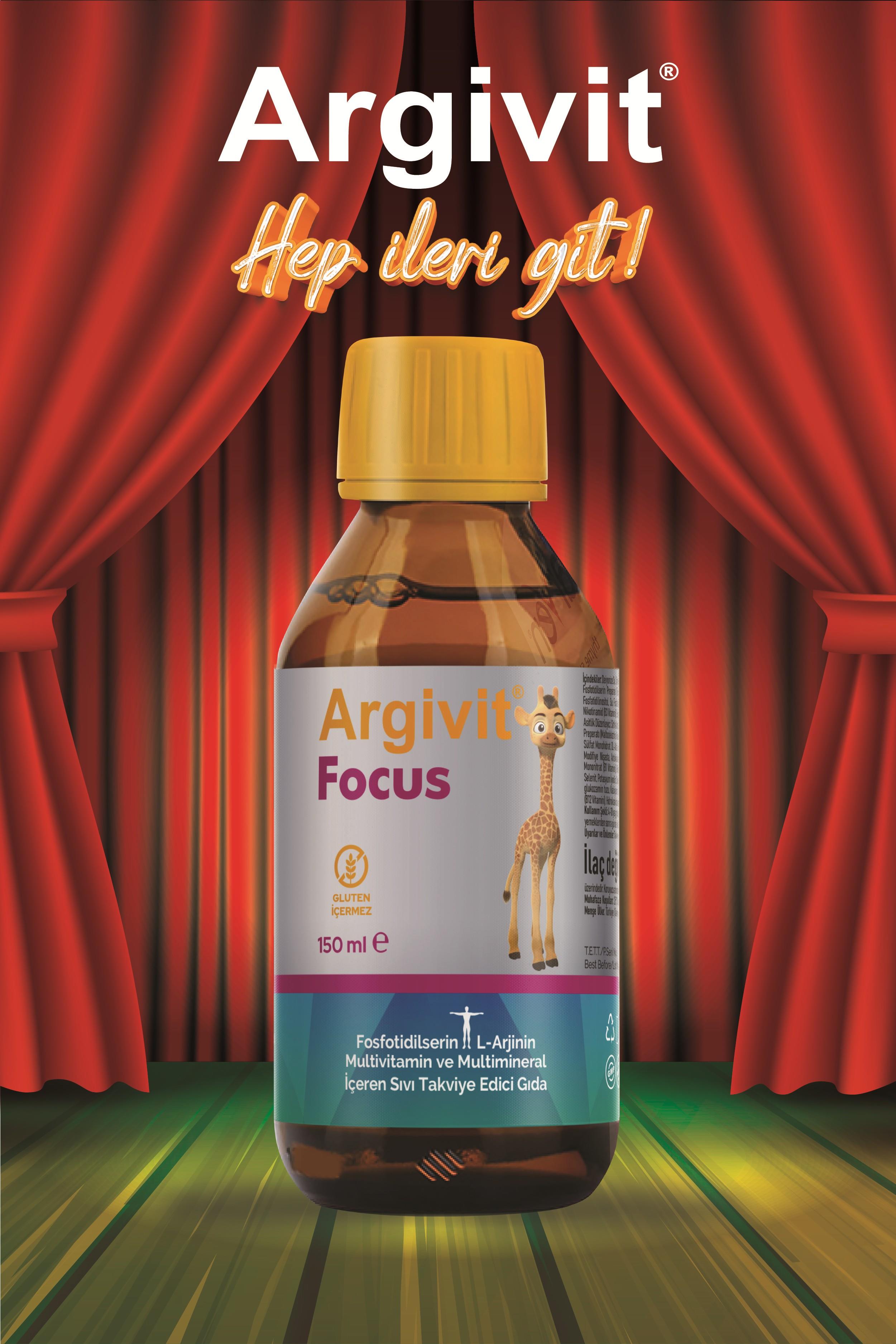 Argivit Focus Fosfotidilserin, L-Arjinin, Multivitamin ve Multimineral İçeren Sıvı 150 ml - Portakal ve Vanilya Aromalı