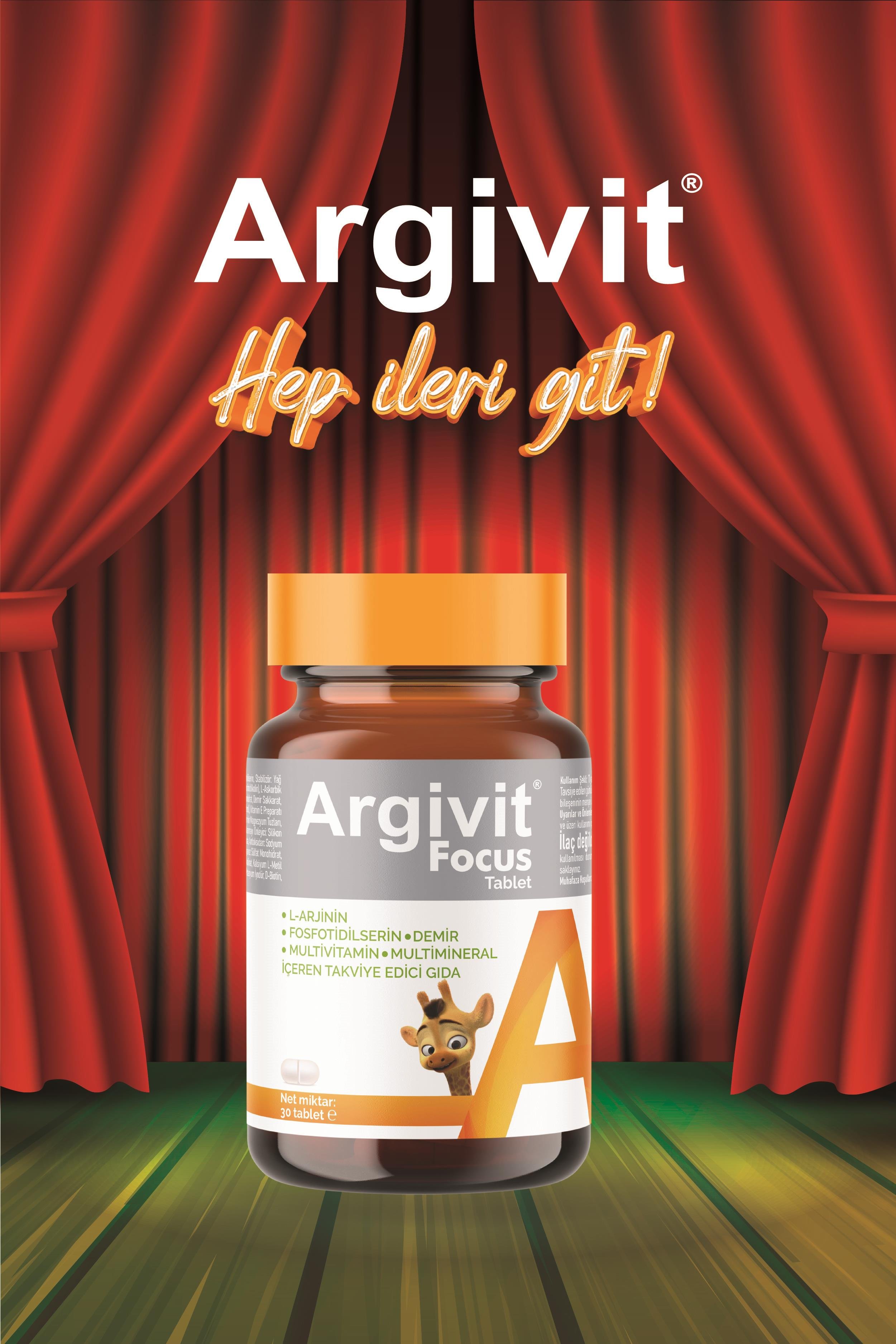 Argivit Focus L-Arjinin, Fosfotidilserin, Demir, Multivitamin ve Multimineral İçeren Tablet 30 Tablet