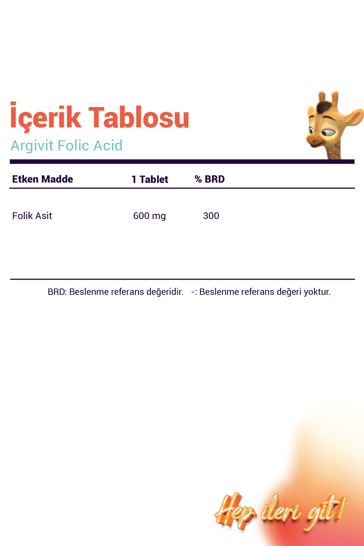 Argivit Folik Asit Vitamin B9 İçeren Takviye Edici Gıda 30 Tablet