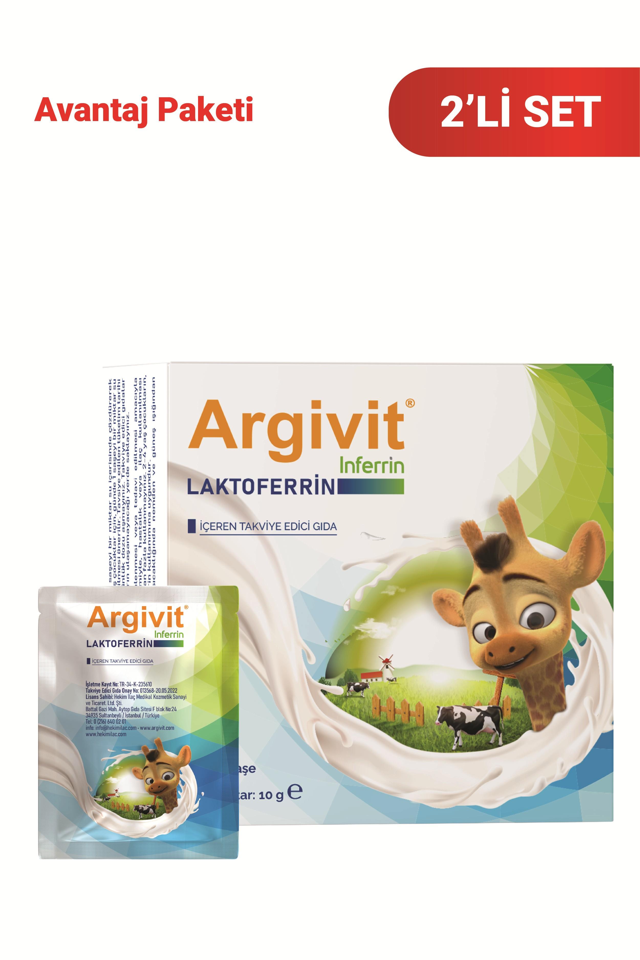 Argivit İnferrin Laktoferrin İçeren Takviye Edici Gıda 10 Saşe 2li Paket