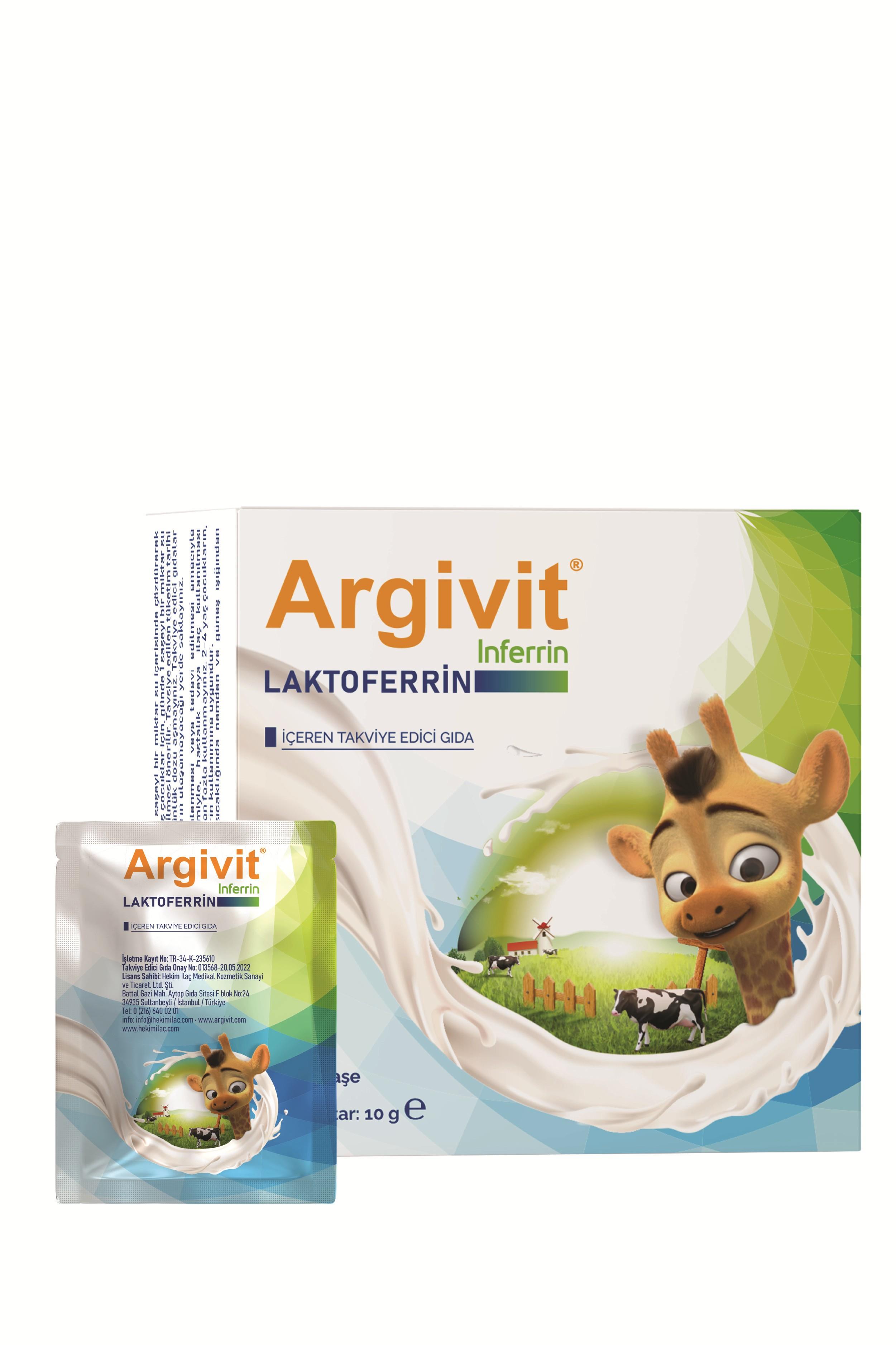 Argivit İnferrin Laktoferrin İçeren Takviye Edici Gıda 10 Saşe 2li Paket