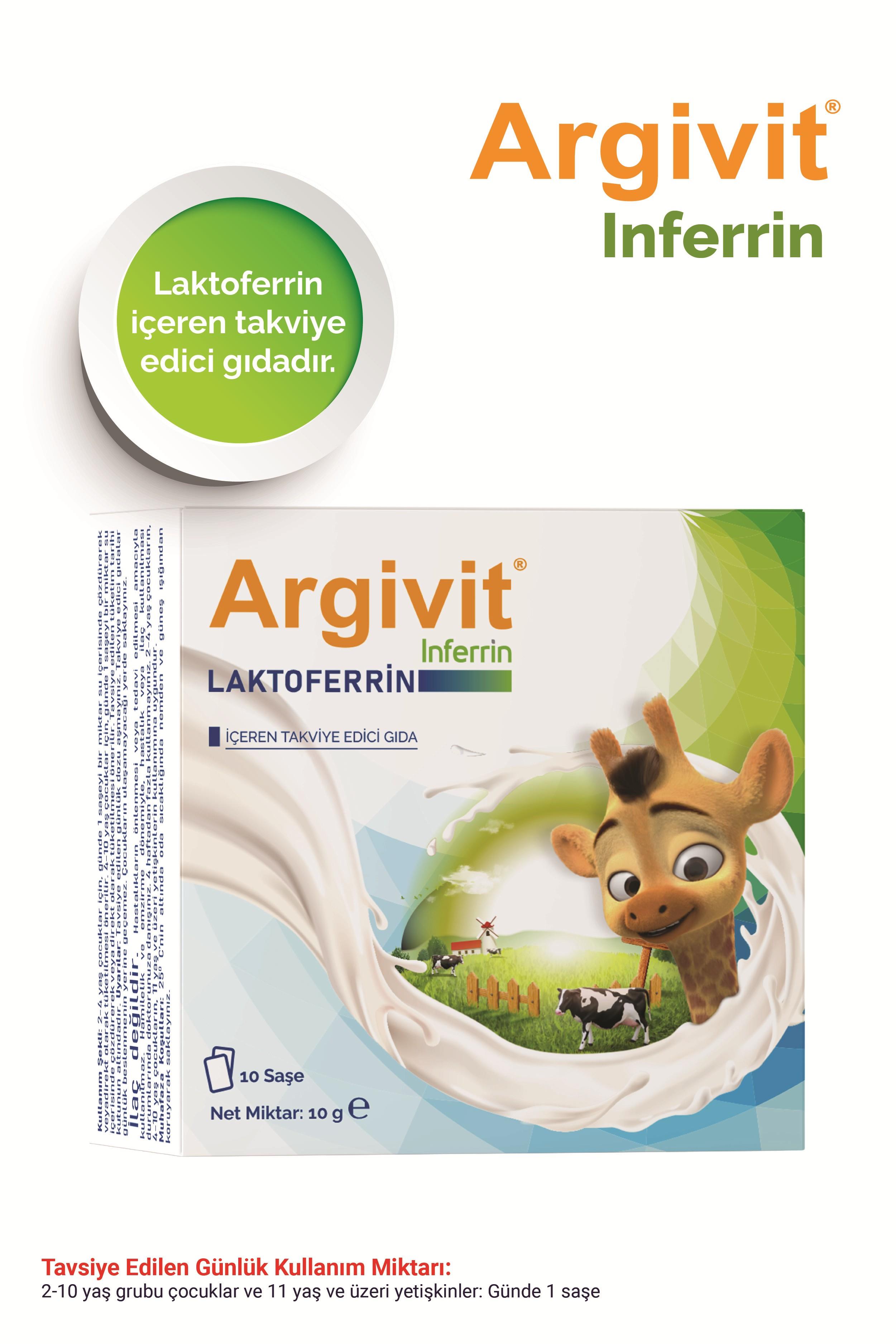 Argivit İnferrin Laktoferrin İçeren Takviye Edici Gıda 10 Saşe 2li Paket