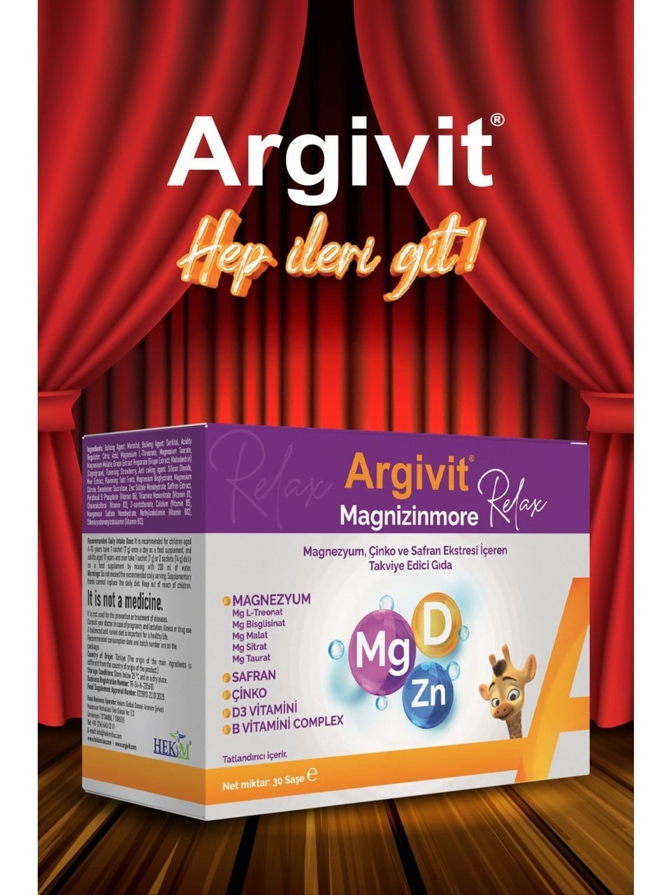 Argivit Magnizinmore Relax Dietary Supplement Containing Magnesium, Zinc, and Saffron Extract 30 Sachet