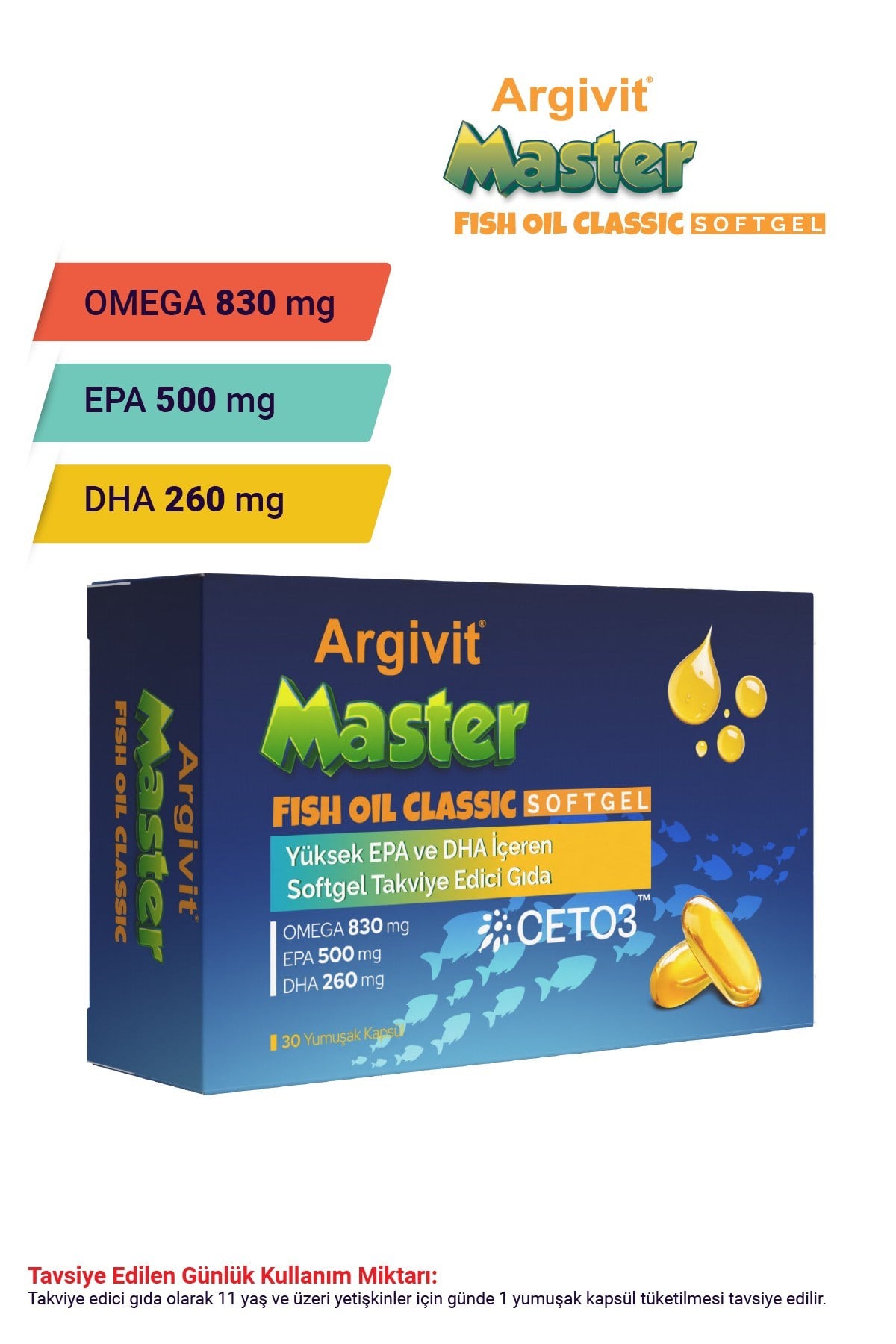 Argivit Master Fish Oil Softgel 30 Yumuşak Kapsül 