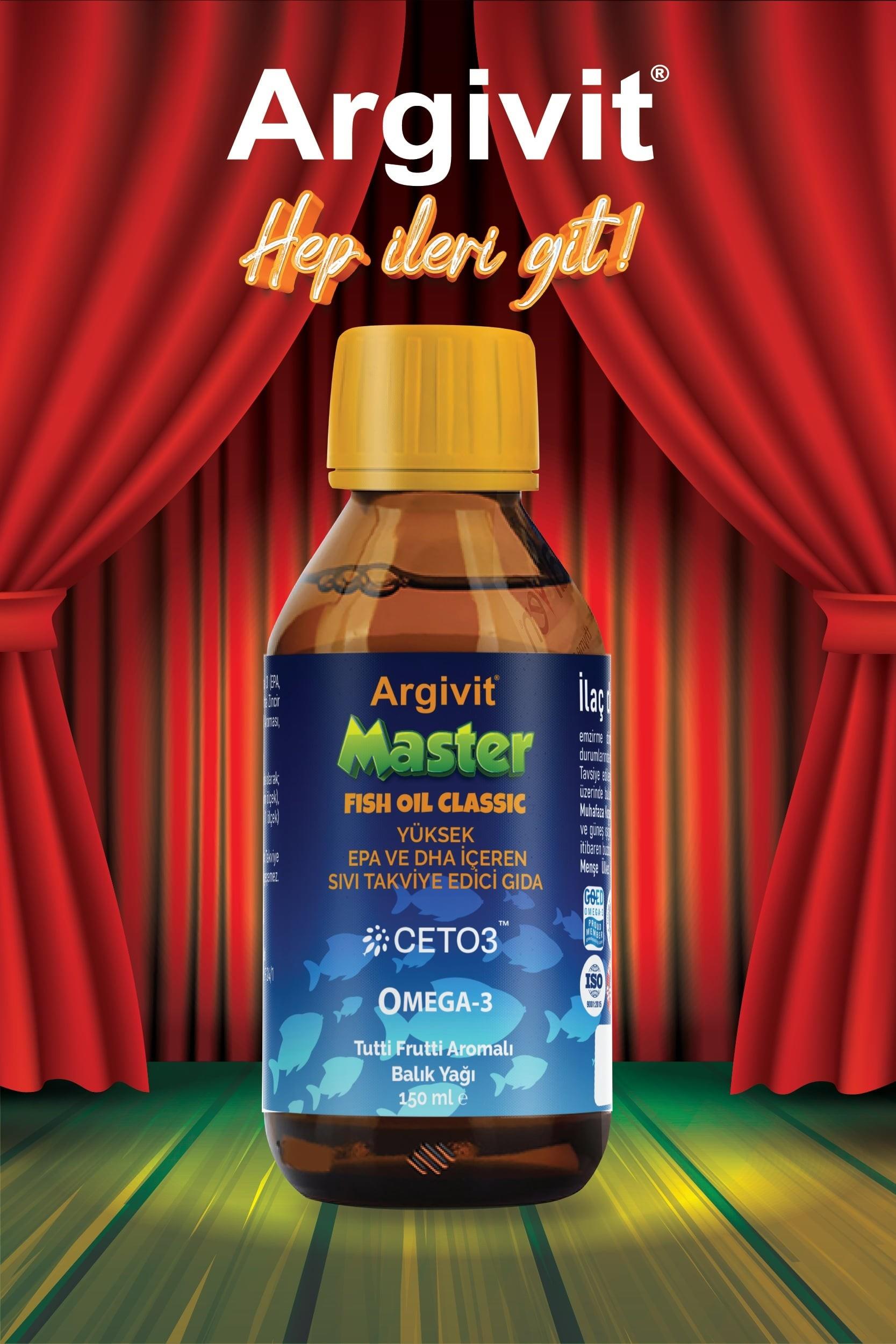 Argivit Master Fish Oil Yüksek Omega-3 (3000mg) İçeren Balık Yağı 150 ml - Tutti Frutti Aromalı