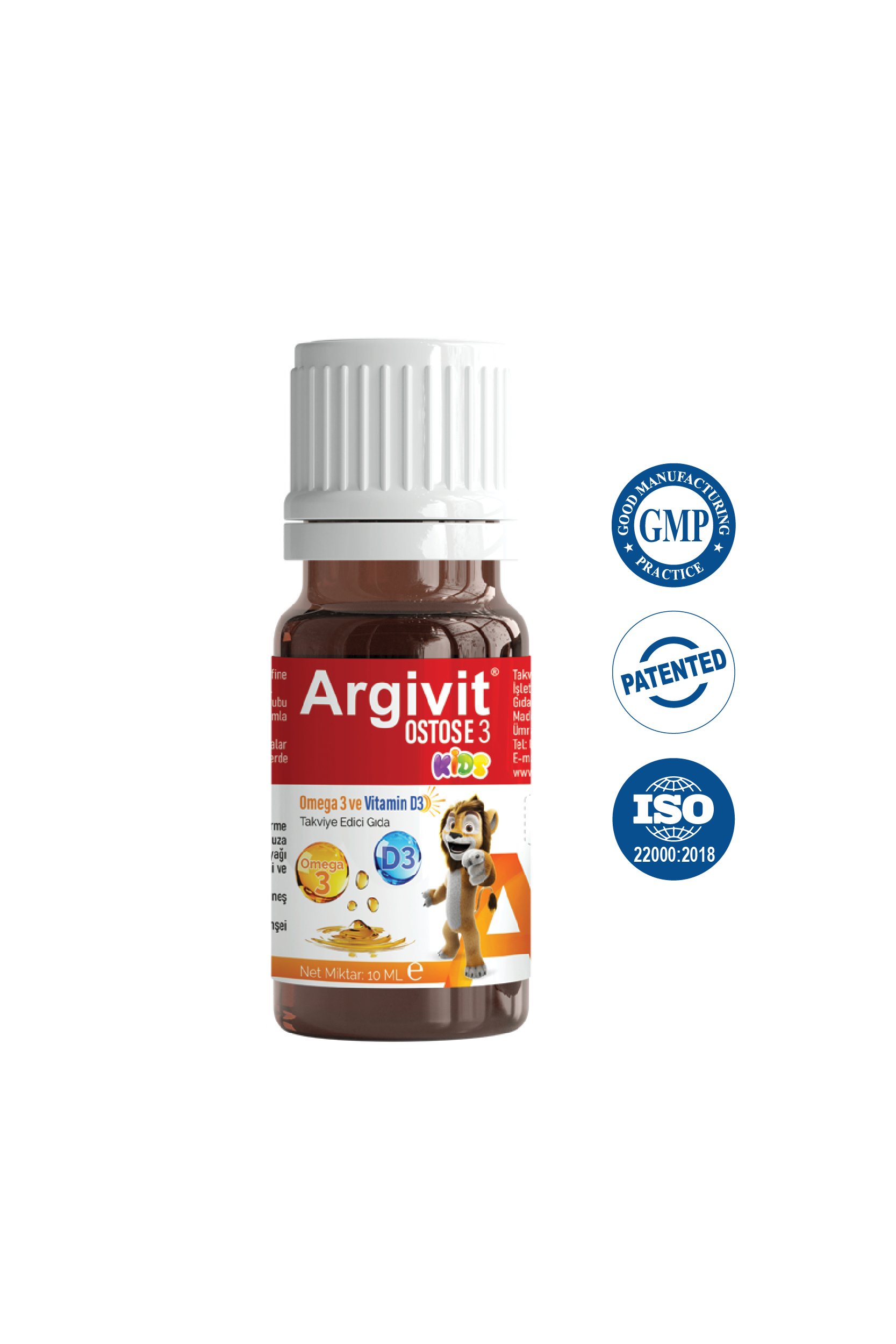 Argivit Ostose 3 Kids Omega 3 ve Vitamin D3 içeren Takviye Edici Gıda 10 ml