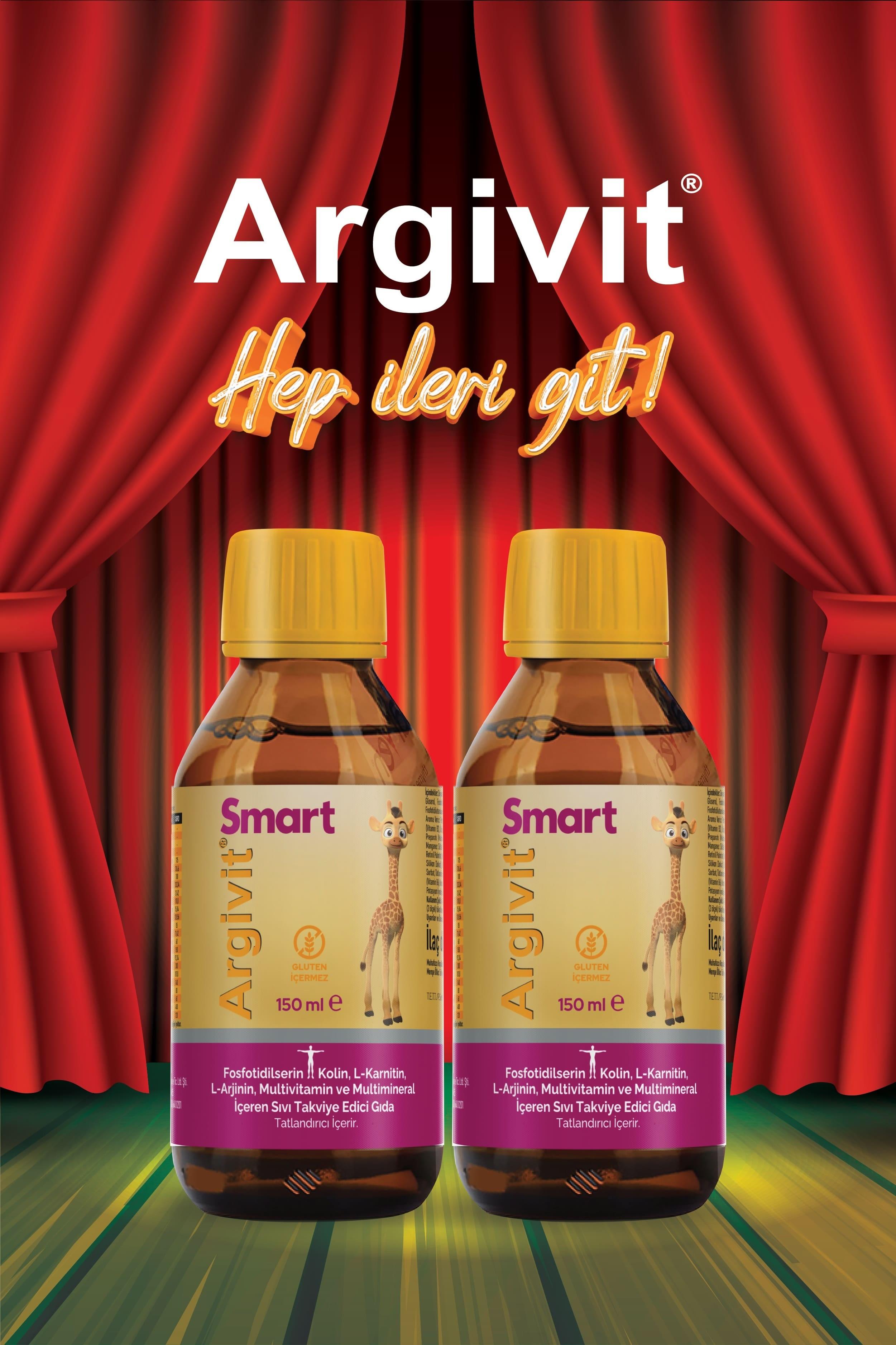 Argivit Smart (Fosfotidilserin, Kolin, L-Karnitin, L-Arjinin, Multivitamin, Multimineral) Şurup 150 ml 2’li Paket - Portakal ve Vanilya Aromalı