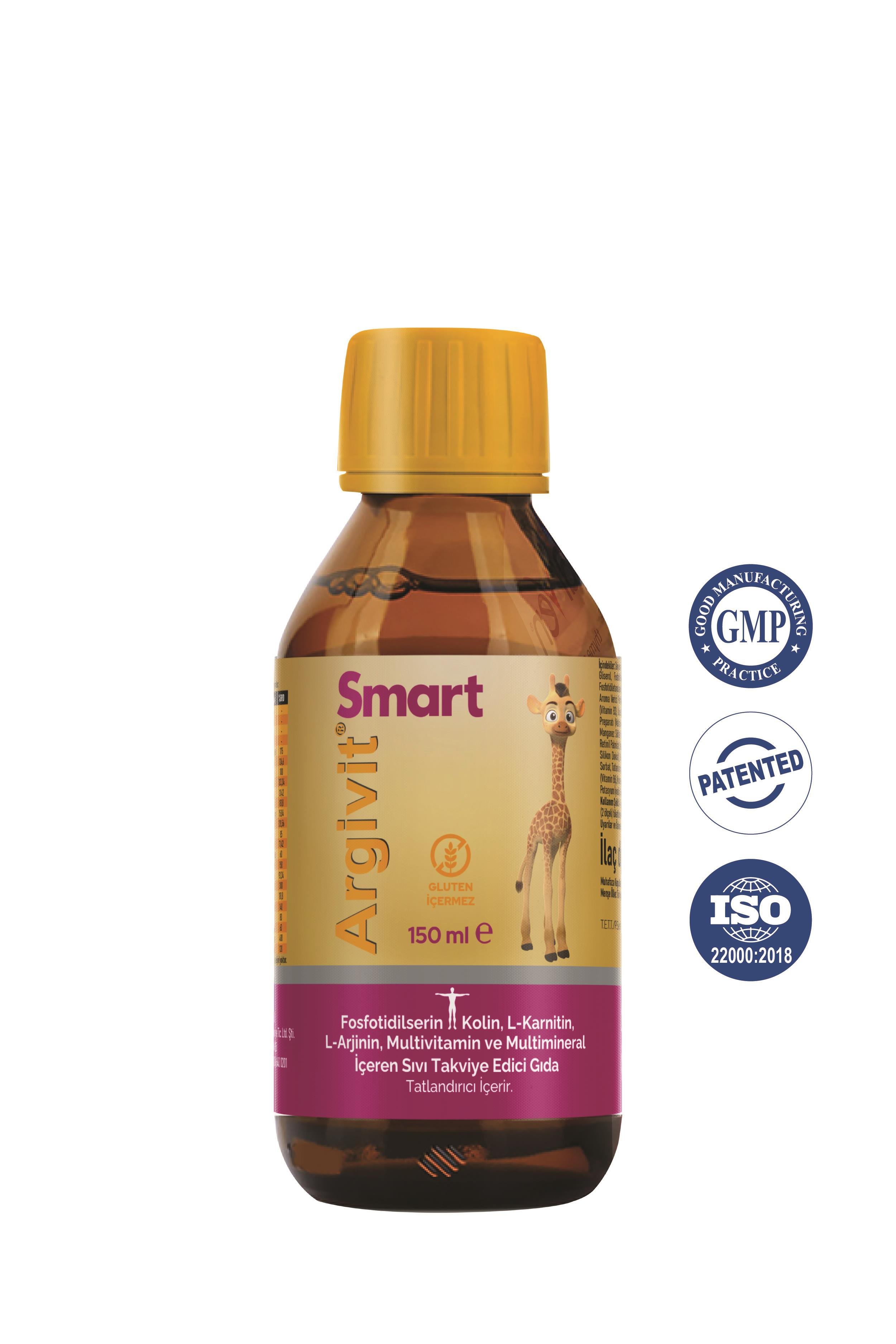 Argivit Smart (Fosfotidilserin, Kolin, L-Karnitin, L-Arjinin, Multivitamin, Multimineral) Şurup 150 ml 2’li Paket - Portakal ve Vanilya Aromalı