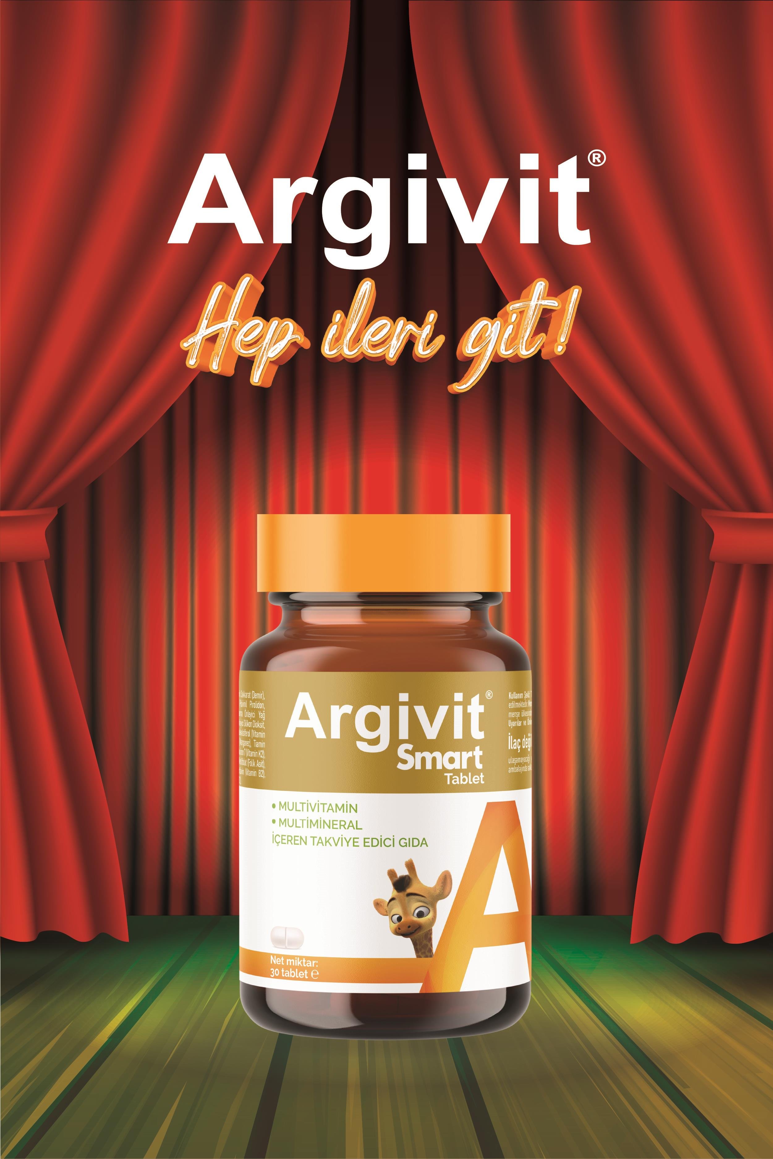Argivit Smart Tablet Dietary Supplement Containing Phosphatidylserine, Choline, L-Arginine, Multivitamins, and Multiminerals 30 Tablets