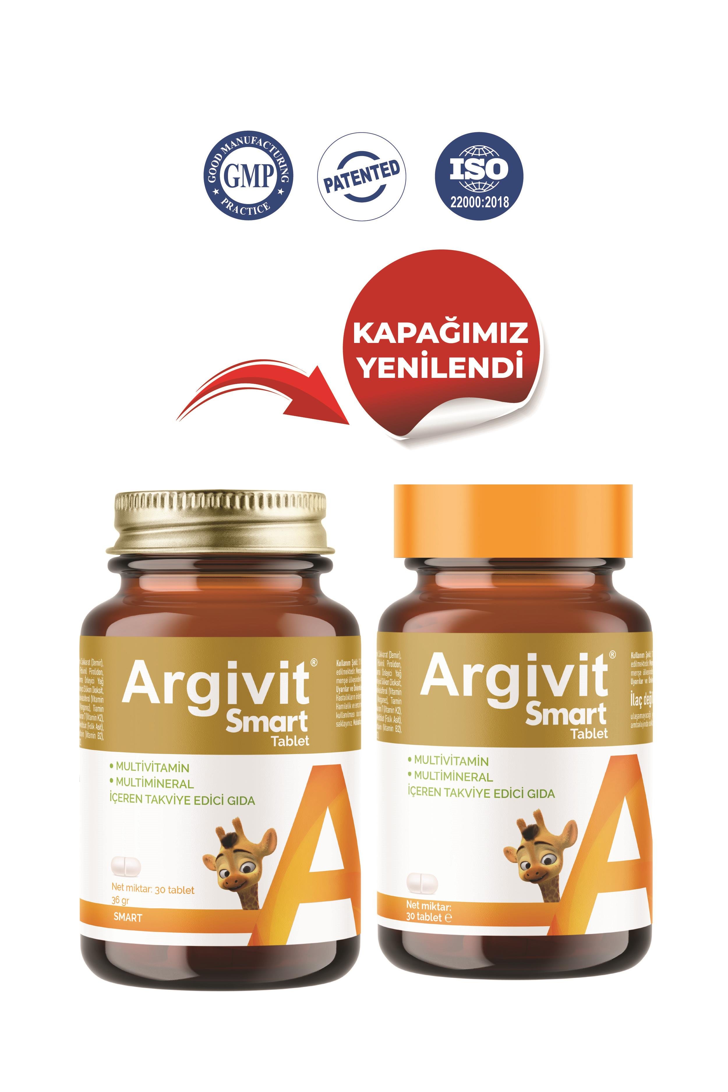 Argivit Smart Tablet 30 Tablet - Fosfatidilserin, Kolin, L-Arginin, Multivitamin ve Multimineral