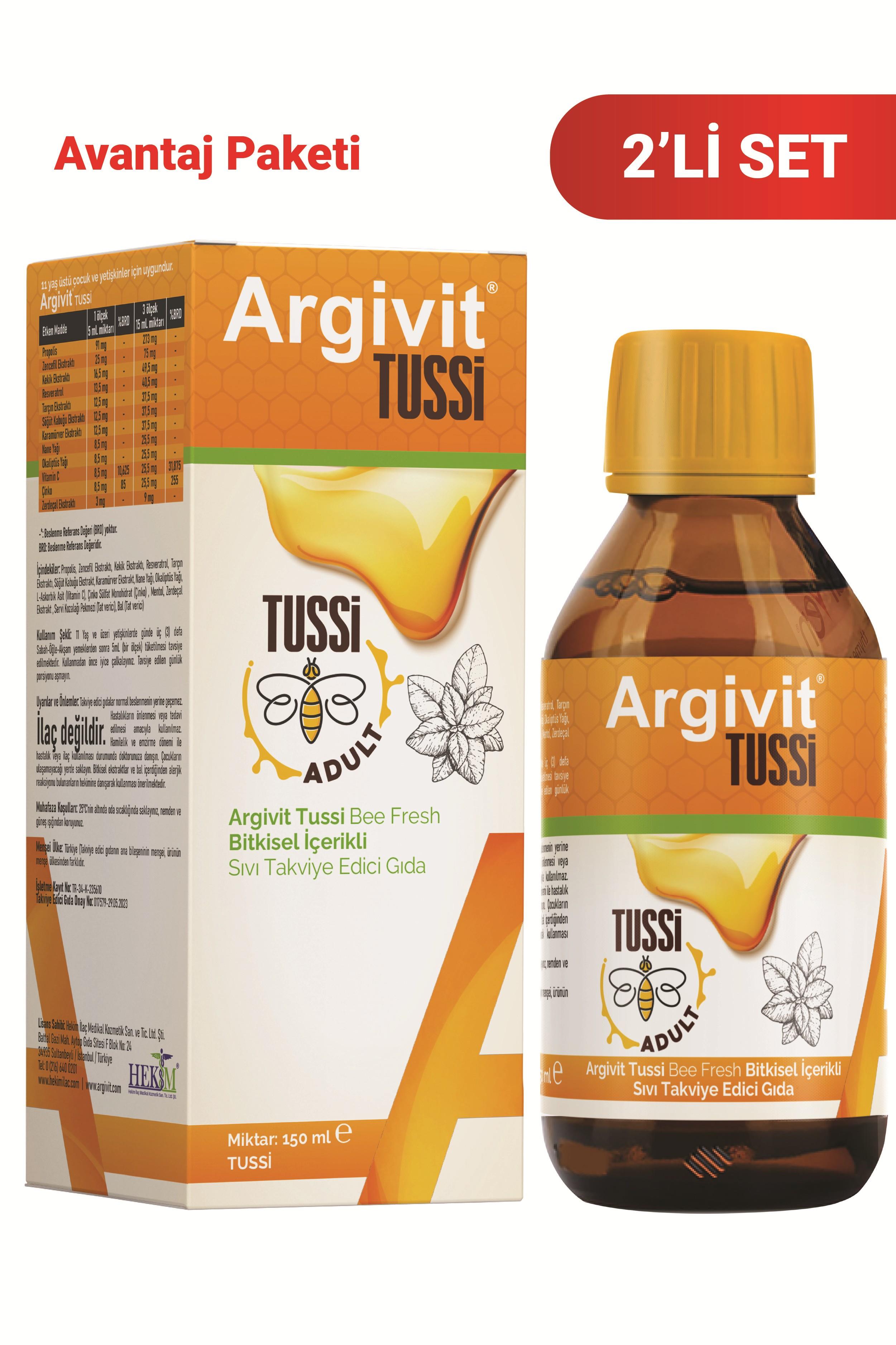 Argivit Tussi Adult ( C vitamini ve Çinko ) Şurup 150 ml 2’li Paket