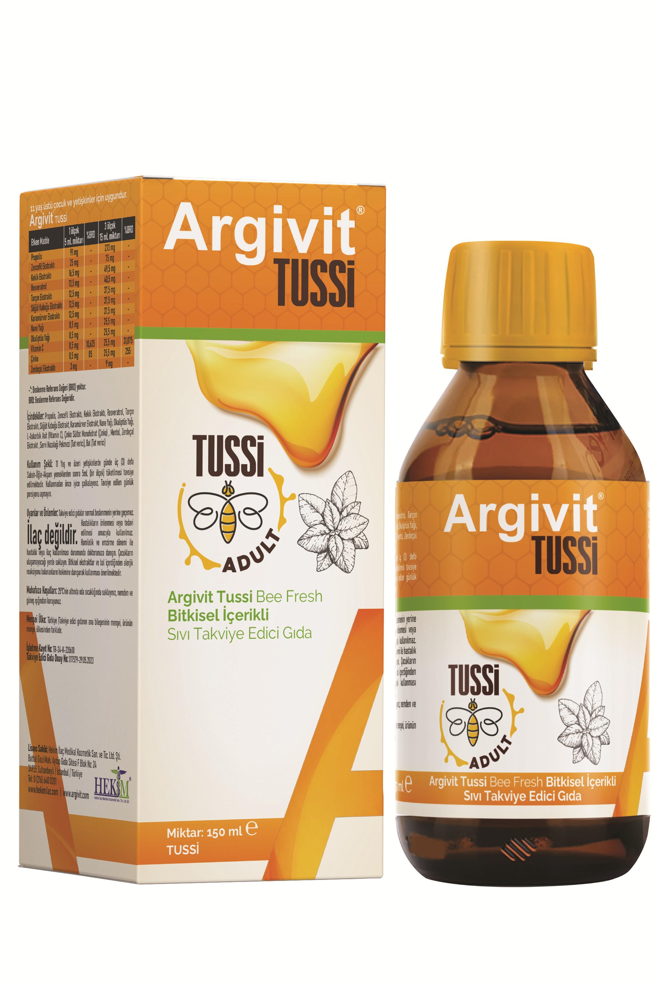 Argivit Tussi Adult ( C vitamini ve Çinko ) Şurup 150 ml 3’lü Paket