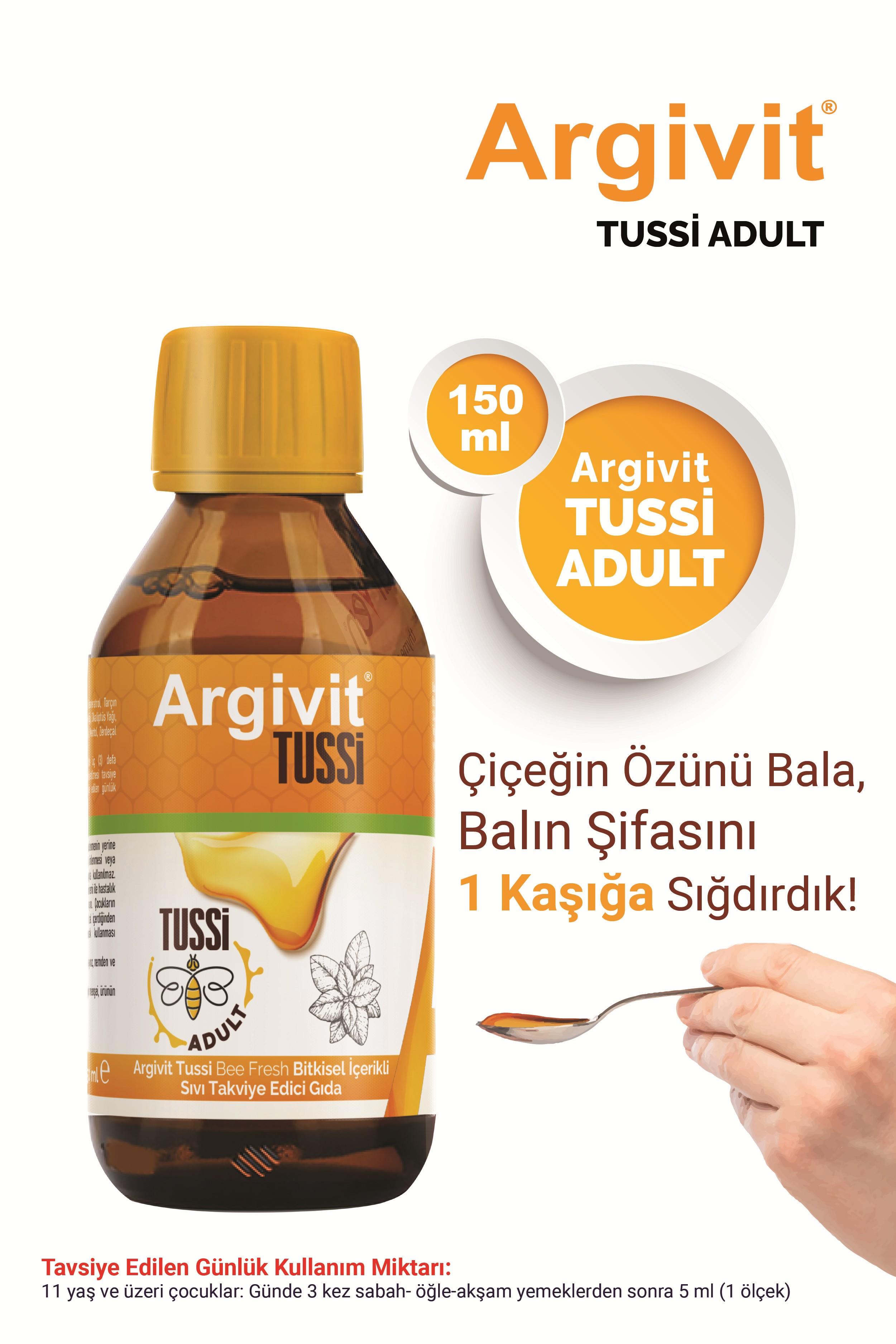 Argivit Tussi Adult ( C vitamini ve Çinko ) Şurup 150 ml 3’lü Paket
