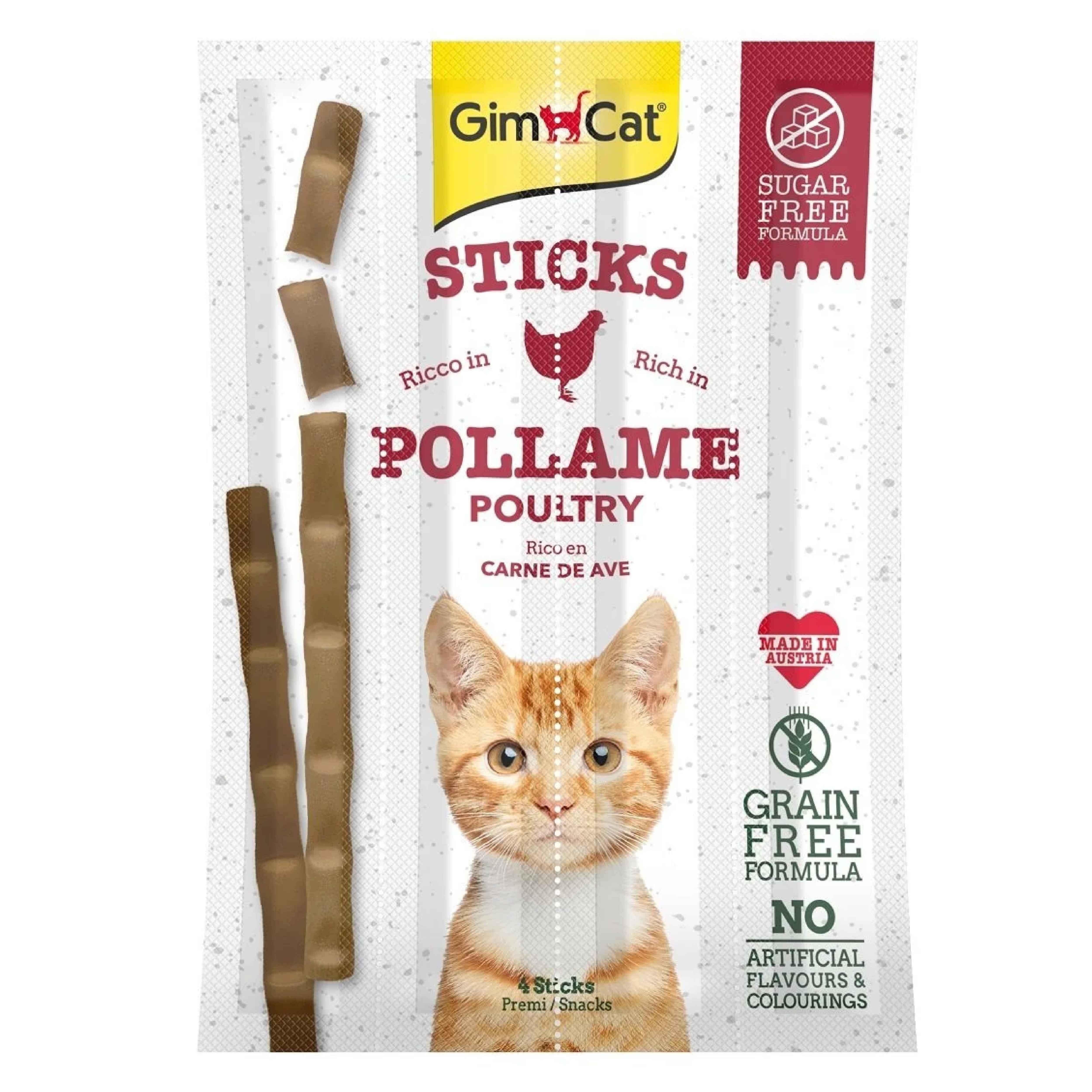 GimCat Sticks Kümes Hayvanı Etli Tahılsız Ödül Çubukları 20 Gr