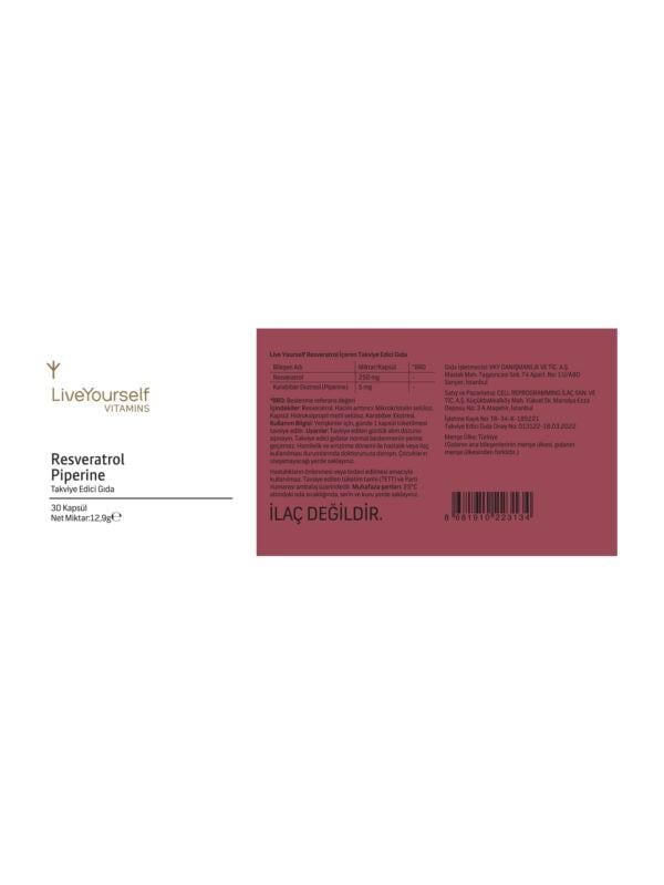 Live Yourself Resveratrol Piperine Takviye Edici Gıda 30 Kapsül