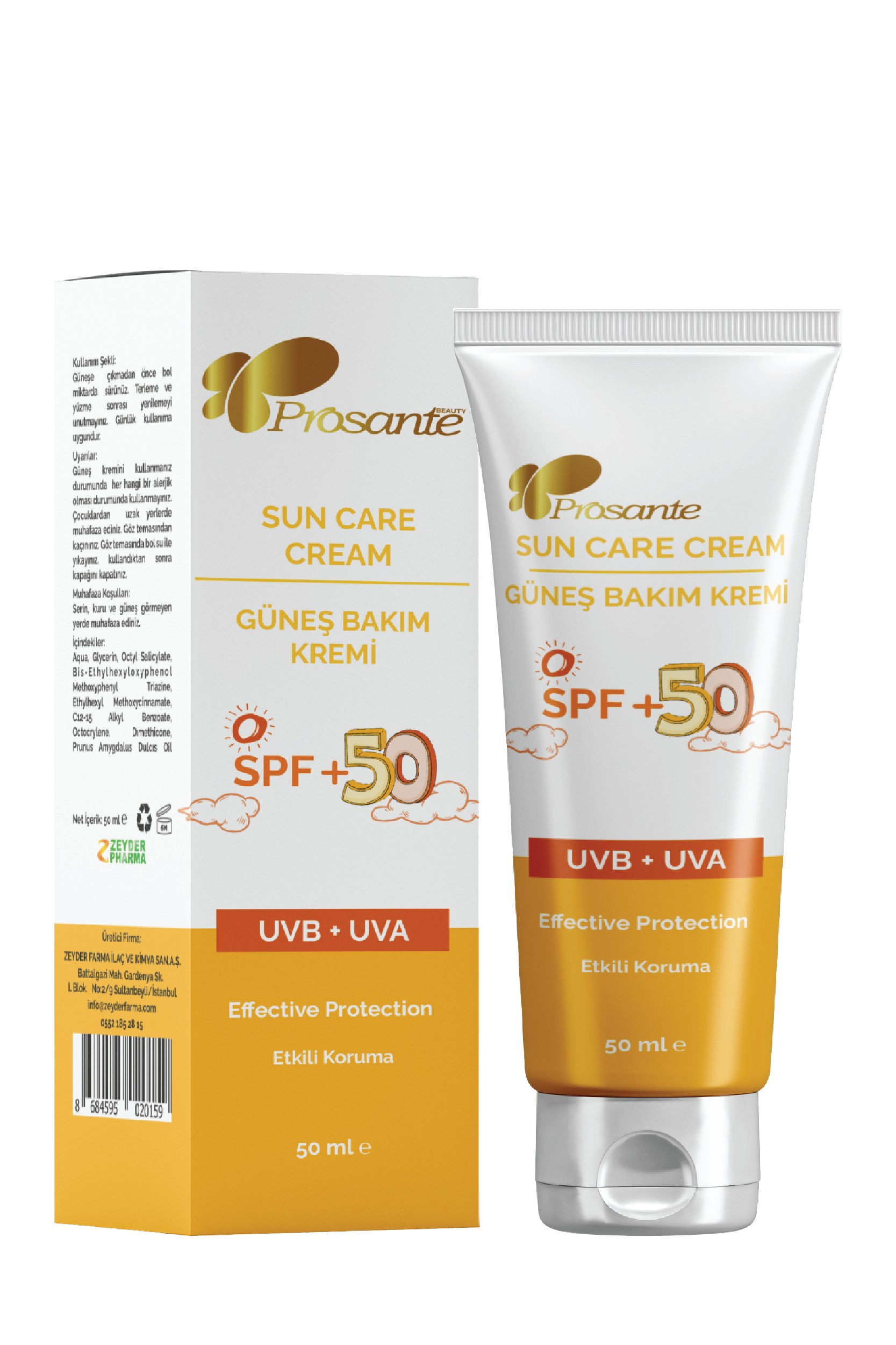 Prosante Güneş Bakım Kremi SPF +50 Çocuk Etkili Koruma UVB UVA 50 ml