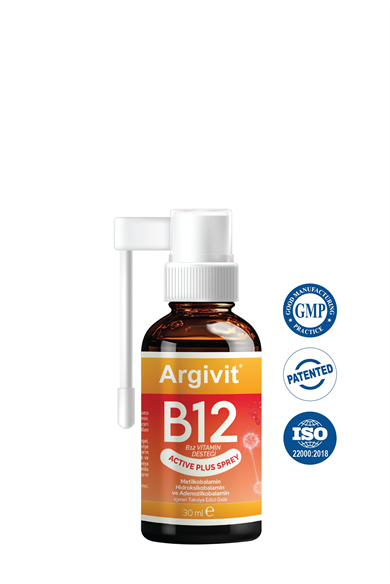 Argivit Active Plus B12 Vitamin 3lü Paket (Metilkobalamin, Hidroksikobalamin ve Adenozilkobalamin) Sprey 30 ml