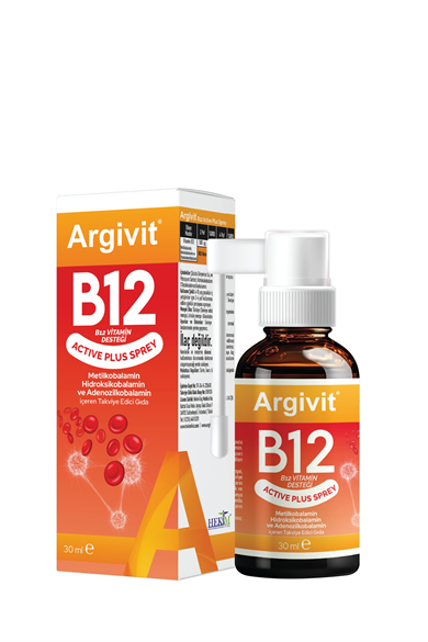 Argivit Active Plus B12 Vitamin (Metilkobalamin, Hidroksikobalamin ve Adenozilkobalamin) Sprey 30 ml