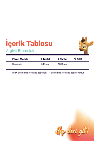 Argivit Bromelain İçeren Takviye Edici Gıda 500 mg 60 Tablet