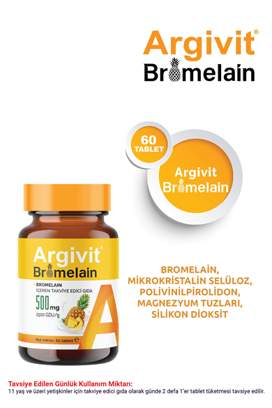 Argivit Bromelain İçeren Takviye Edici Gıda 500 mg 60 Tablet