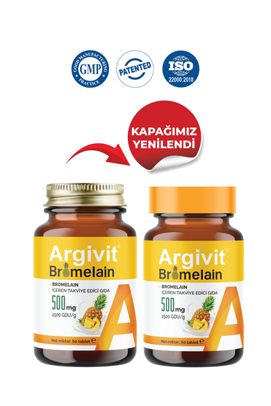 Argivit Bromelain İçeren Takviye Edici Gıda 500 mg 60 Tablet