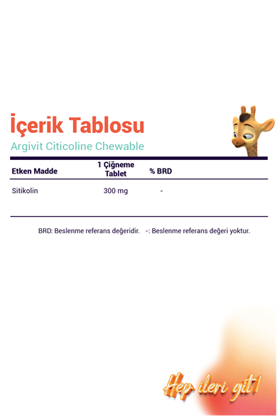 Argivit Citicoline Chewable Sitikolin İçeren Takviye Edici Gıda 30 Tablet
