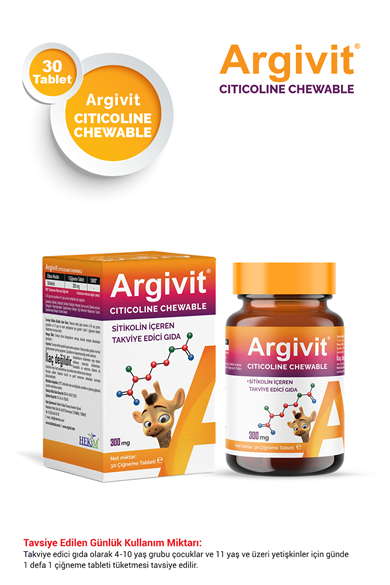 Argivit Citicoline Chewable Sitikolin İçeren Takviye Edici Gıda 30 Tablet