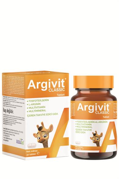 Argivit Classic Fosfotidilserin, L-Arjinin, Multivitamin ve Multimineral İçeren Tablet 2’li Paket  30 Tablet