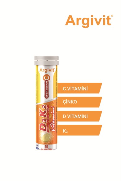 Argivit Efervesan C D3, K2 Vitamin İçeren 10 Tablet