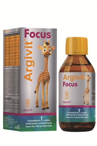 Argivit Focus Fosfotidilserin, L-Arjinin, Multivitamin ve Multimineral İçeren Sıvı 3’lü Paket 150 ml - Portakal ve Vanilya Aromalı