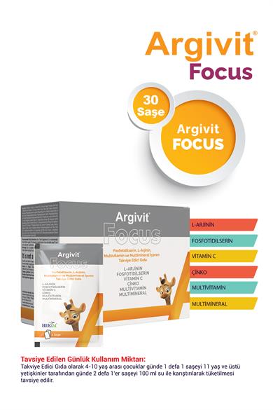Argivit Focus L-Arjinin, Fosfotidilserin, Multivitamin ve Multimineral 30 Saşe