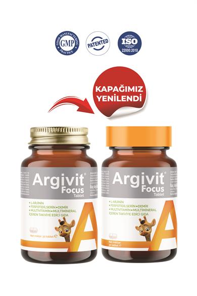 Argivit Focus L-Arjinin, Fosfotidilserin, Demir, Multivitamin ve Multimineral İçeren Tablet 30 Tablet