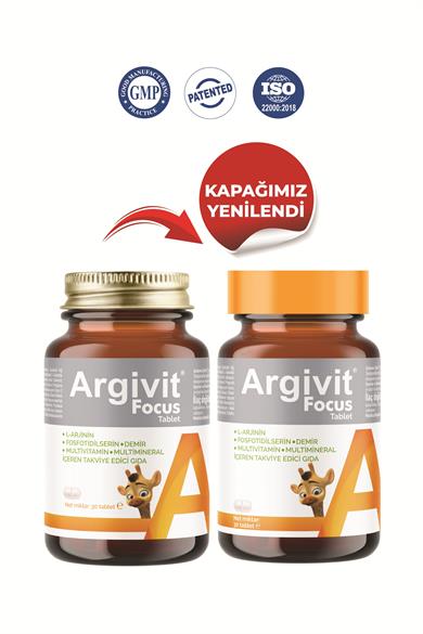 Argivit Focus L-Arjinin, Fosfotidilserin, Demir, Multivitamin ve Multimineral İçeren Tablet 30 Tablet