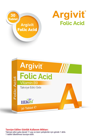 Argivit Folik Asit Vitamin B9 İçeren Takviye Edici Gıda 30 Tablet
