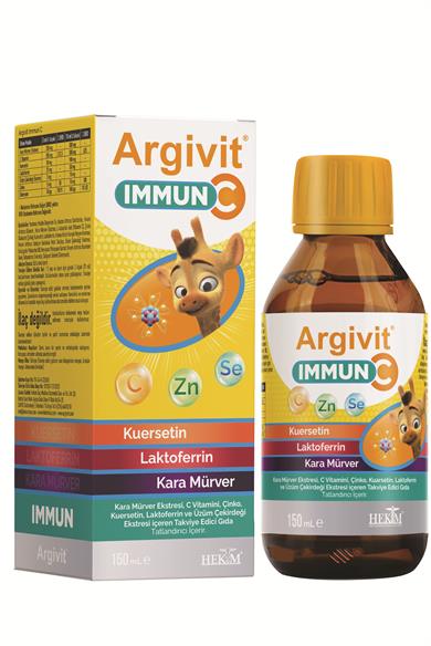 Argivit Immun C Şurup 2’li Paket ( Kara Mürver, C Vitamini, Çinko, Kuersetin, Laktoferrin, Üzüm ) 150 ml - Karışık Meyve Aromalı